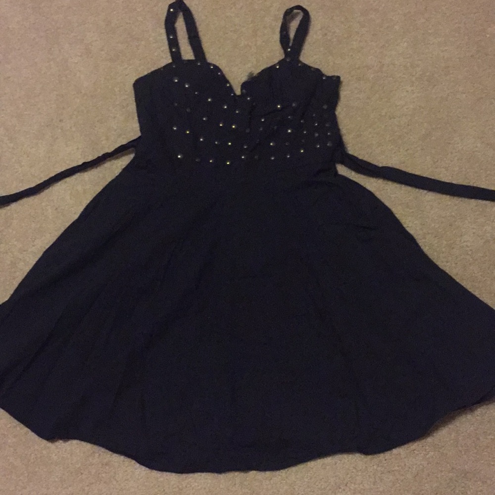 Black studded casual dress